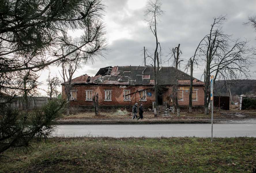 Destroyed homes in Ukraine